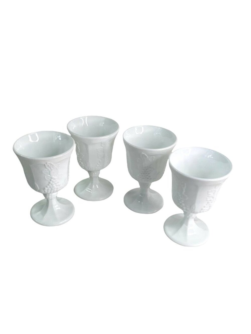 Milk Glass Goblet Set Indiana Glass Colony Harvest Vintage White Wine Water 5.5"